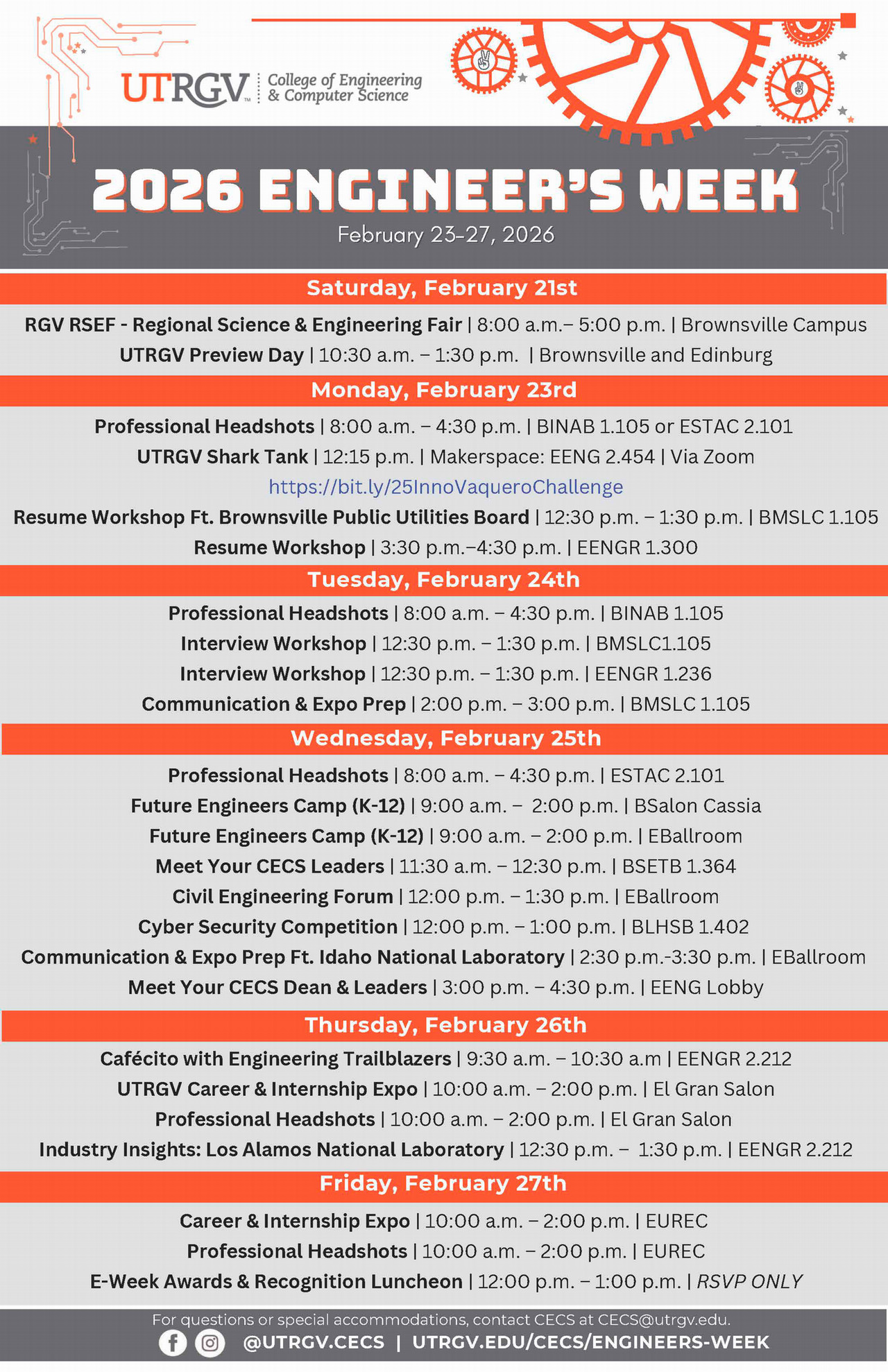 2026 Engineers Week Calendar of Events 