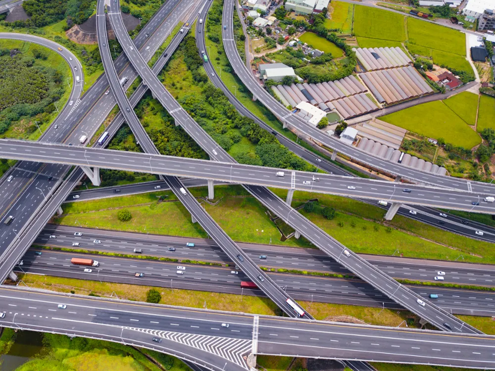 Aerial view of highways