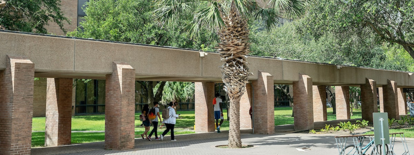 Students walking on UTRGV campus.