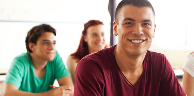 Students smiling on classroom