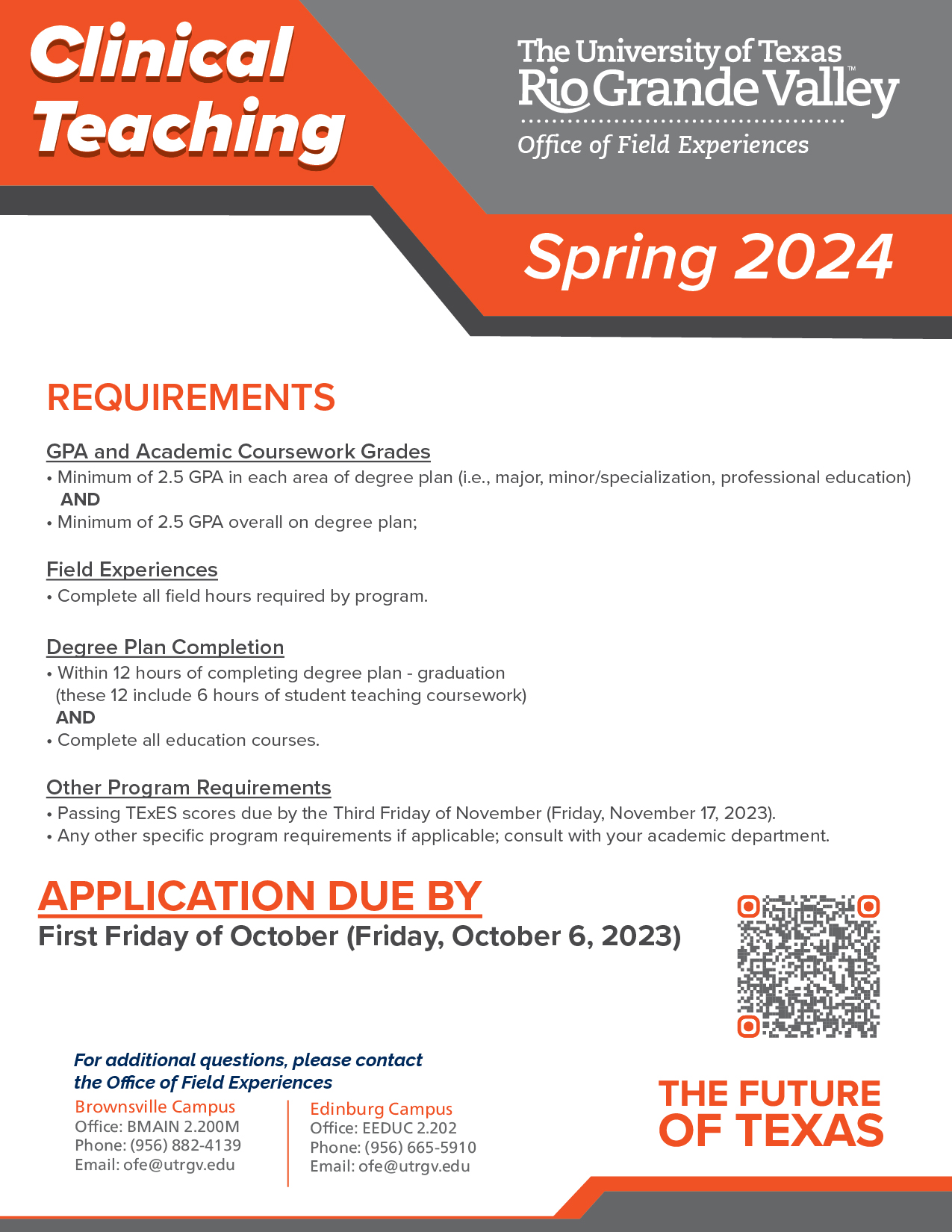 Clinical Teaching Application for Spring 2024