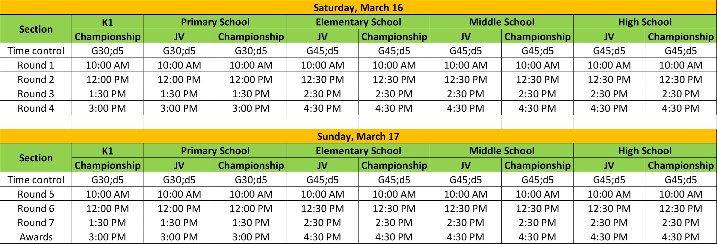 Schedule