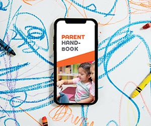 Parent Handbook on mobile device screen