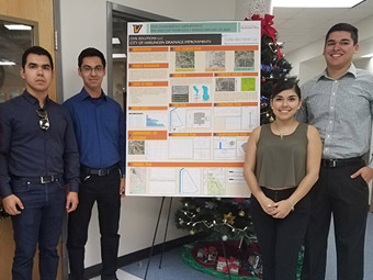 Group of students presenting poster of Research project