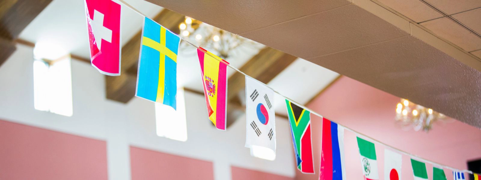 Image of international flag on campus