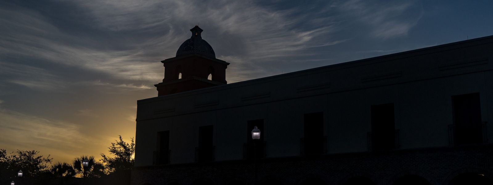 Brownsville Campus during sunrise with rotunda view
