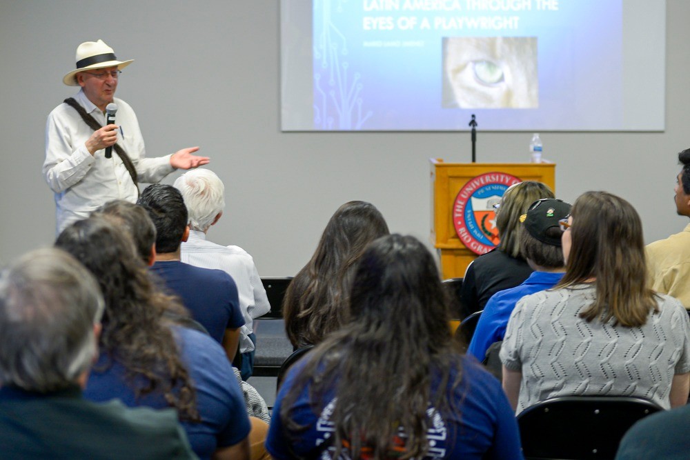 Playwright from Bogotá, Colombia, Mario Lamo Jiménez, discussed his work in his lecture “Latin America Through the Eyes of a Playwright." Latin American realities are varied and complex and have been reflected in the works of many authors, including Nobel laureate Gabriel García Márquez, who through his work, popularized “Magical realism." 2