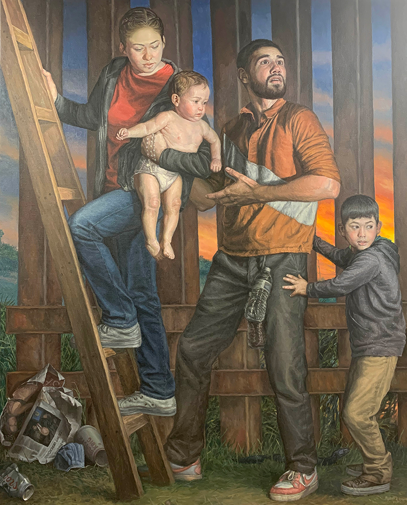 The Flight Into Egypt (Immigrants Crossing the Border into South Texas), 2020 - Oil on linen - 6 x 5 ft
