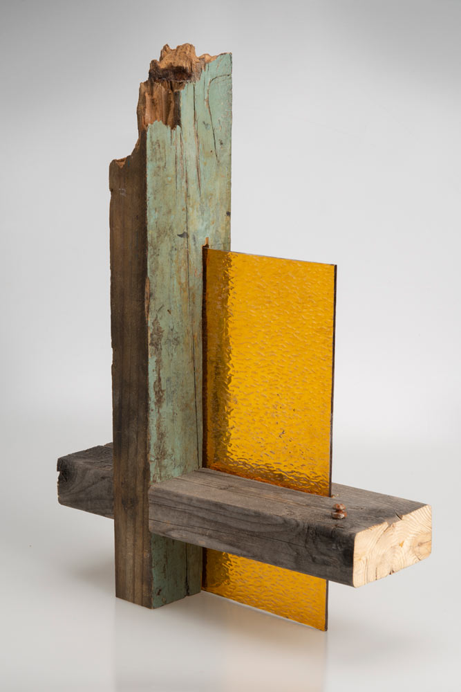 Warnes I, 2019 - Assemblage (found glass and wood) - 15 in x 14 in x 4 in