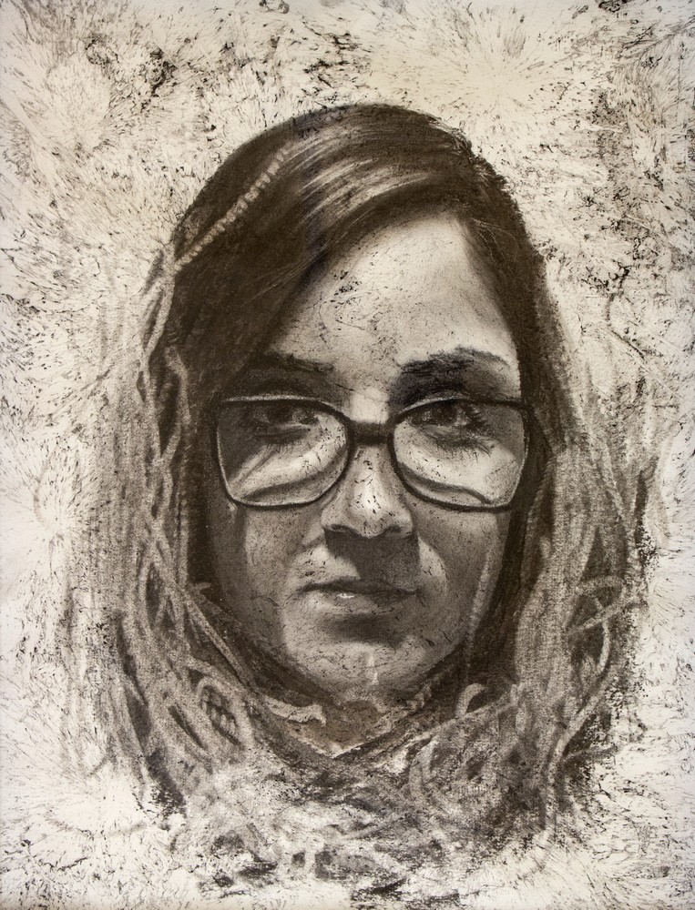 Untitled 11, 2018 - Charcoal and water on paper - 24 in x 18 in