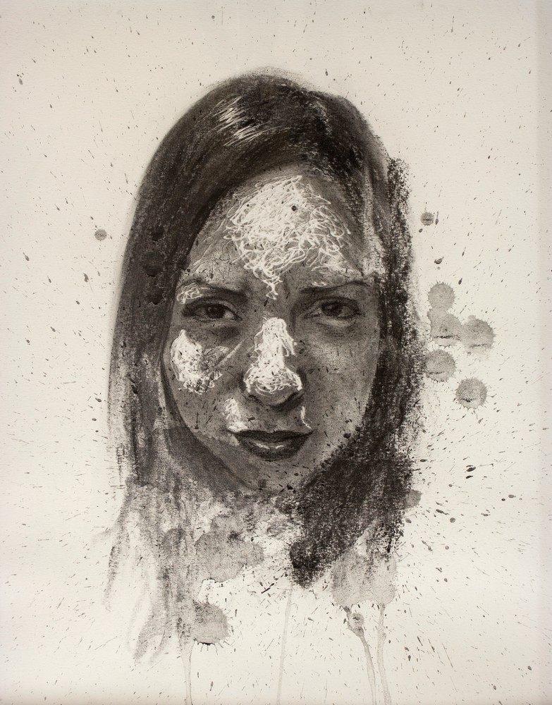 Untitled 7, 2018 - Charcoal and water on paper - 24 in x 18 in