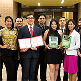 The UTRGV Chapter of the American Marketing Association are shown here with their awards from the AMA annual competition.
