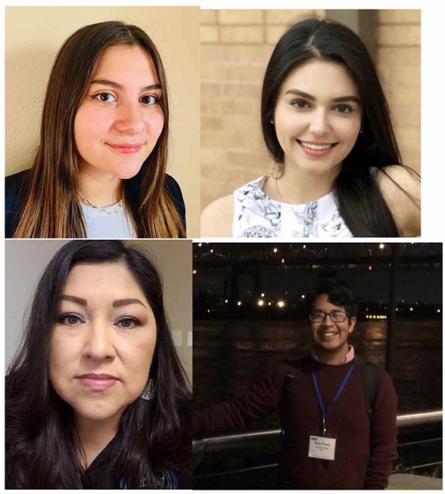 A collage picture of Rene Cabrera Ríos, Elsa Magaña, Norma Rodríguez, Aubrey Villanueva