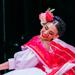 dancer wearing red dress