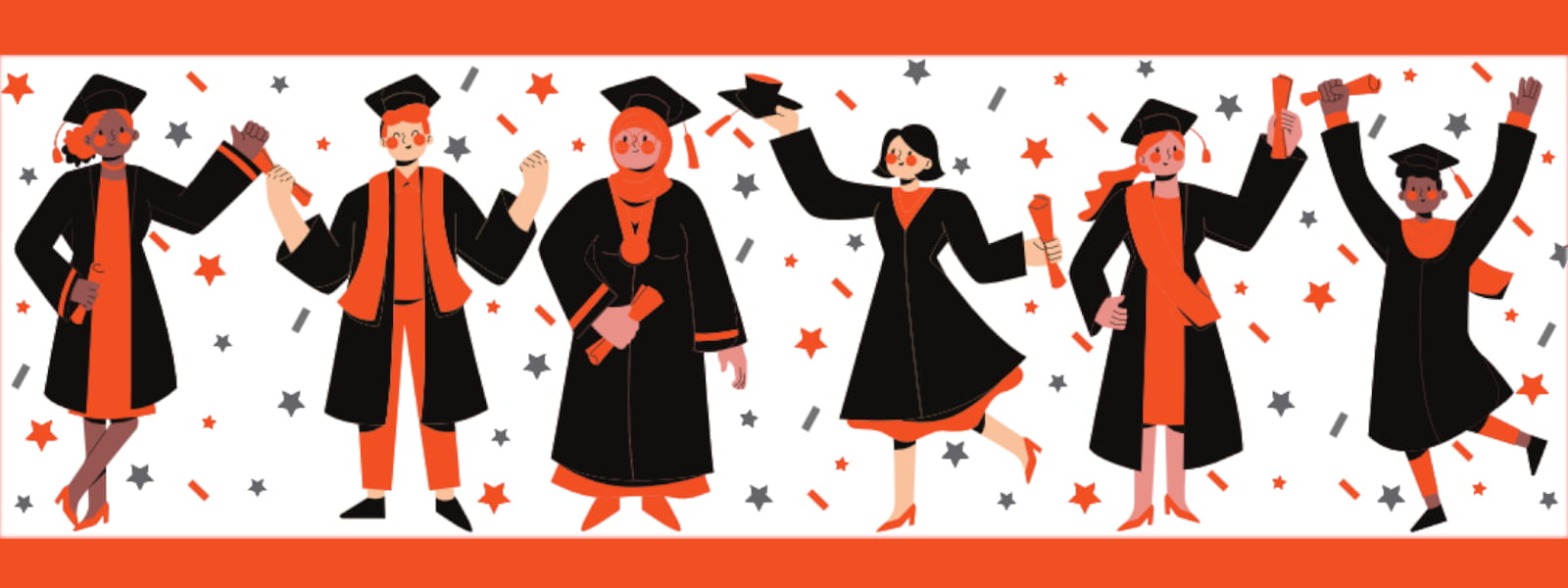 cartoon graduates enjoying graduation day