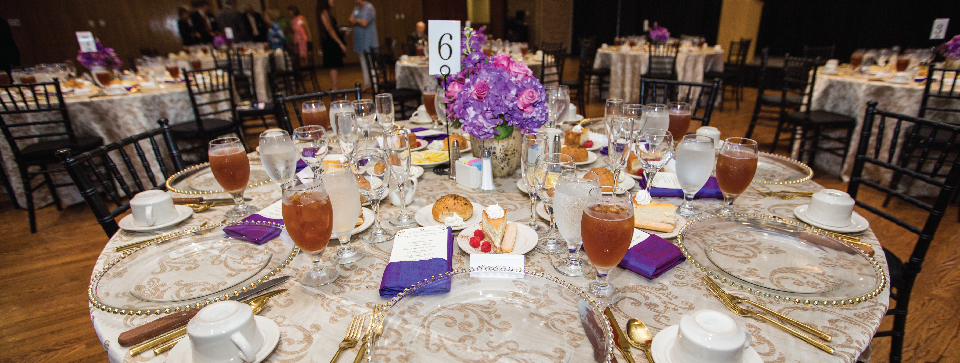 Table set up for conferences and events