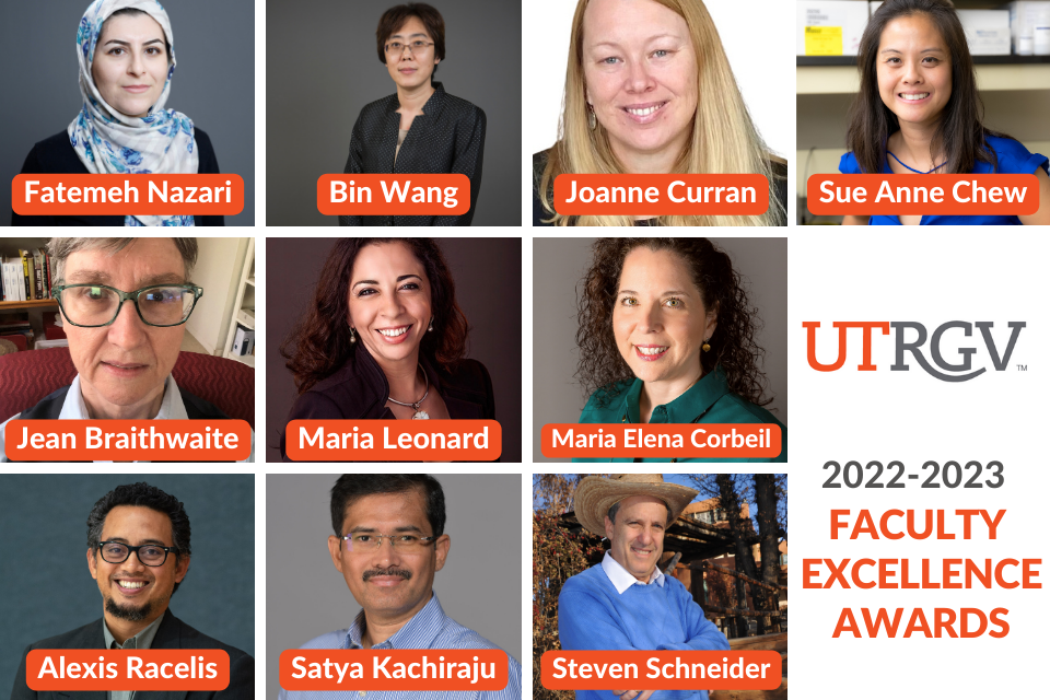 Ten faculty named recipients of 2022-2023 UTRGV Faculty Excellence Awards