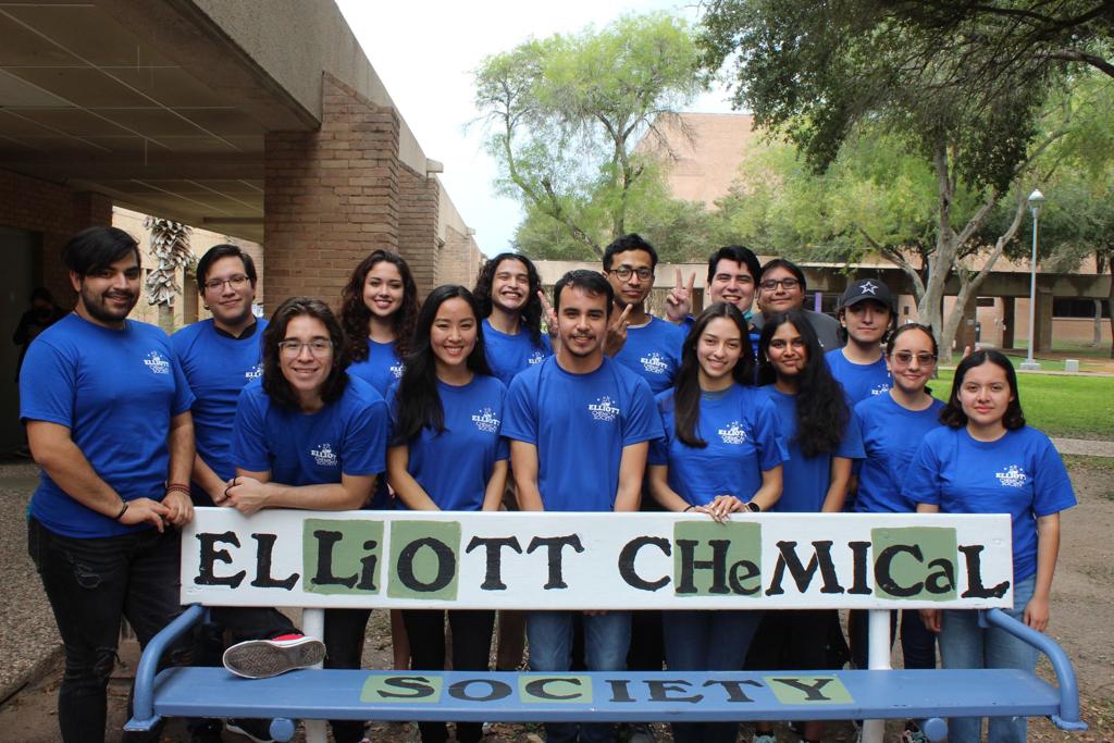 elliott chemical society club group picture behind bench