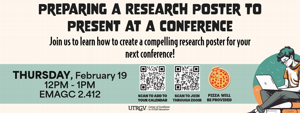 preparing a research poster to present at the conference banner  