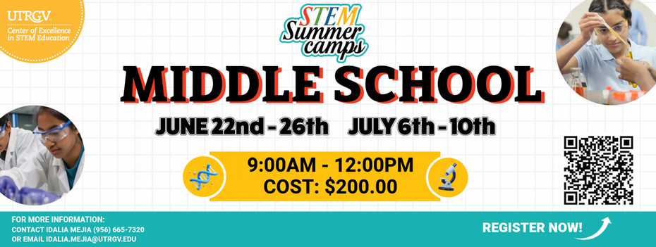 MIddle School June 22nd - 26th and July 6th -10th ,both times at 9am - 12pm , cost 200 dollars 