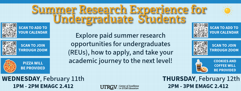 Applying to the Summer research Experience for Undergraduate  banner