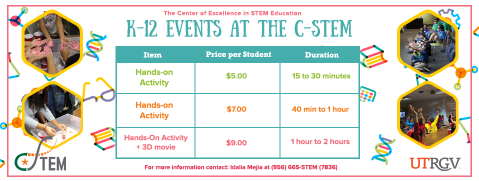 k-12 events at the C-stem - The Center of Excellence in STEM Education with Hands on Activities