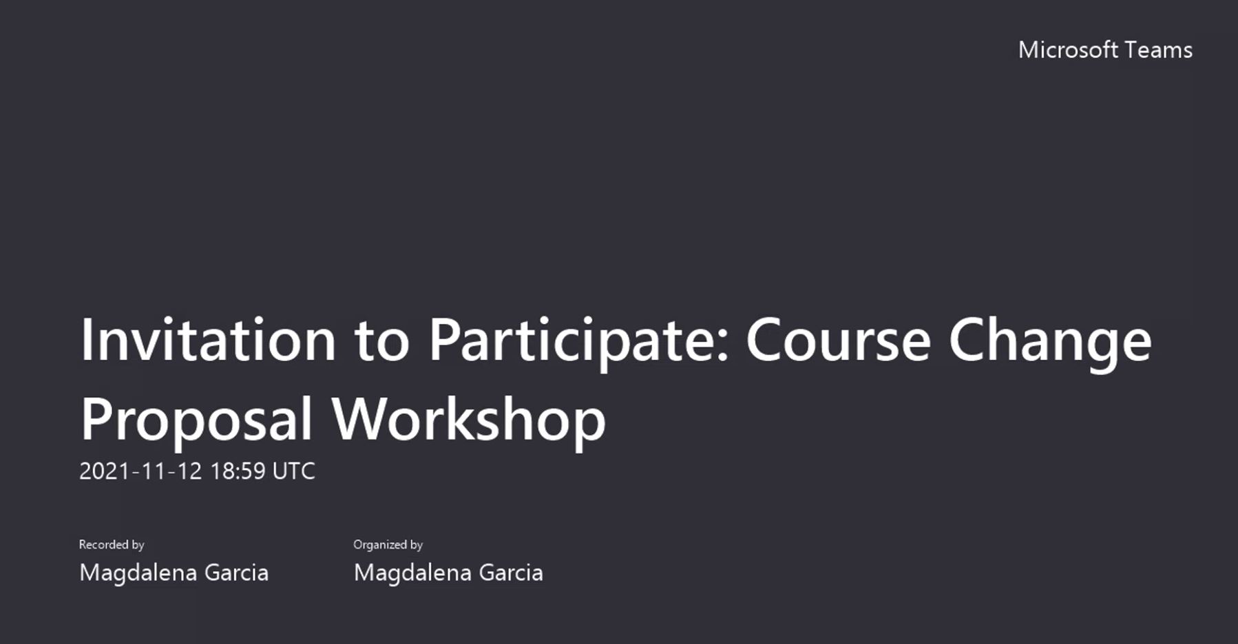 Course Change Proposal Workshop
