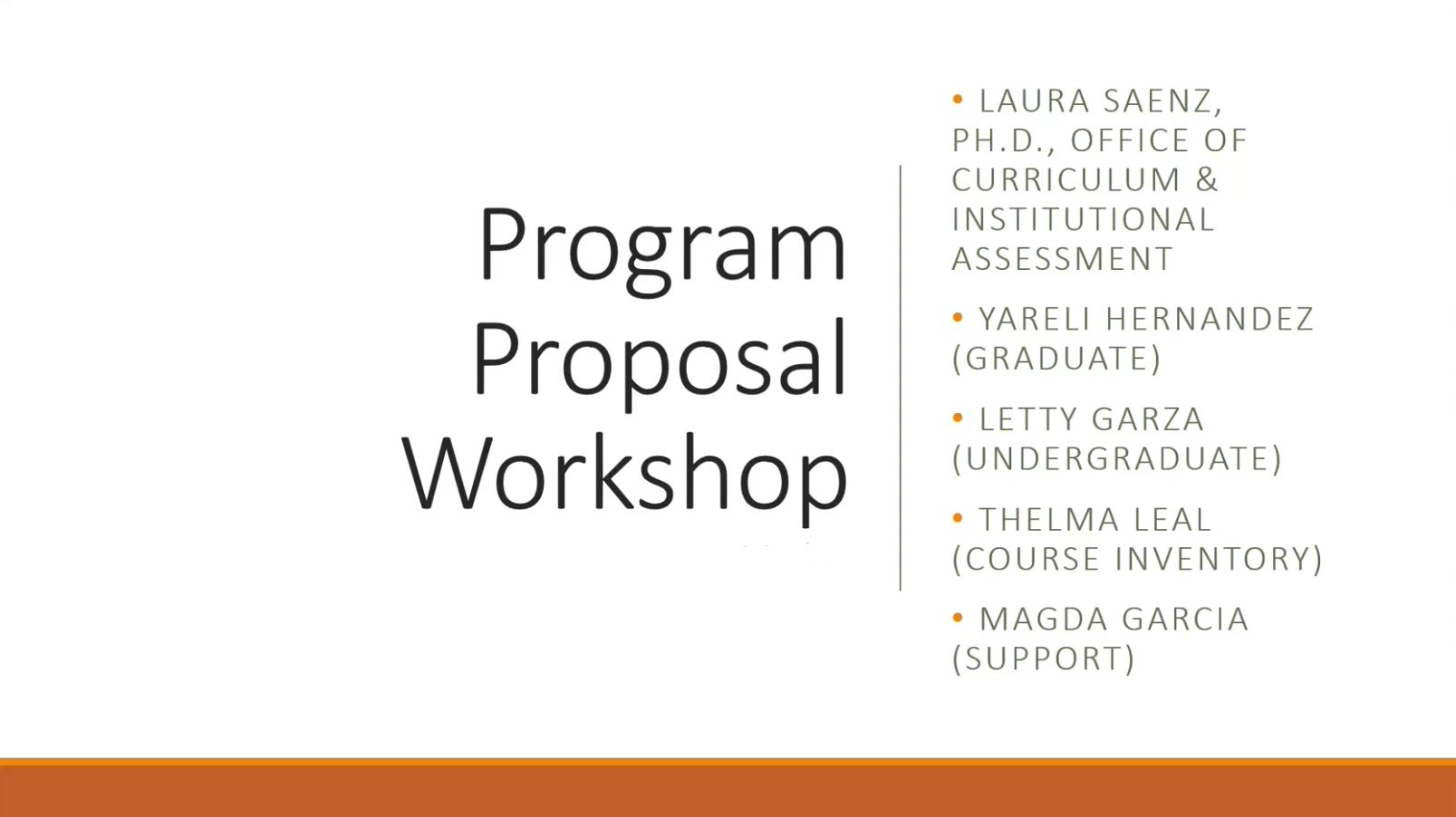 Program Change Proposal Workshop