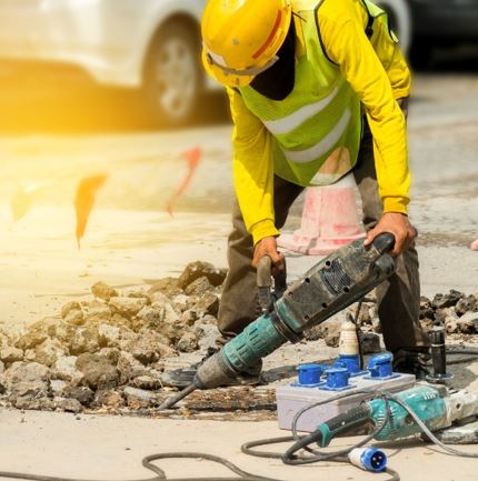 Constructor working on a street area.