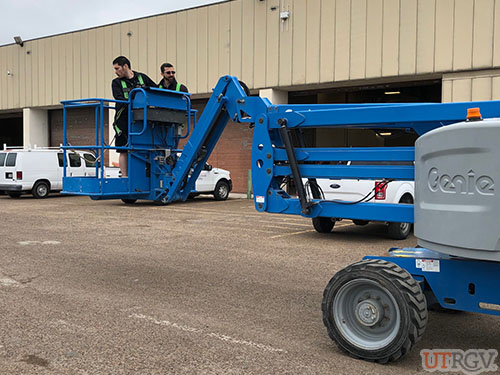 Backing up Boom Lift during Lift Operator Training.