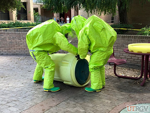 Overpacking a 55 Gallon Drum in a Level A Suit, HAZWOPER Training, May 21, 2018