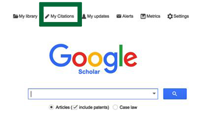 Navigate to Google Scholar. Select My Citations.