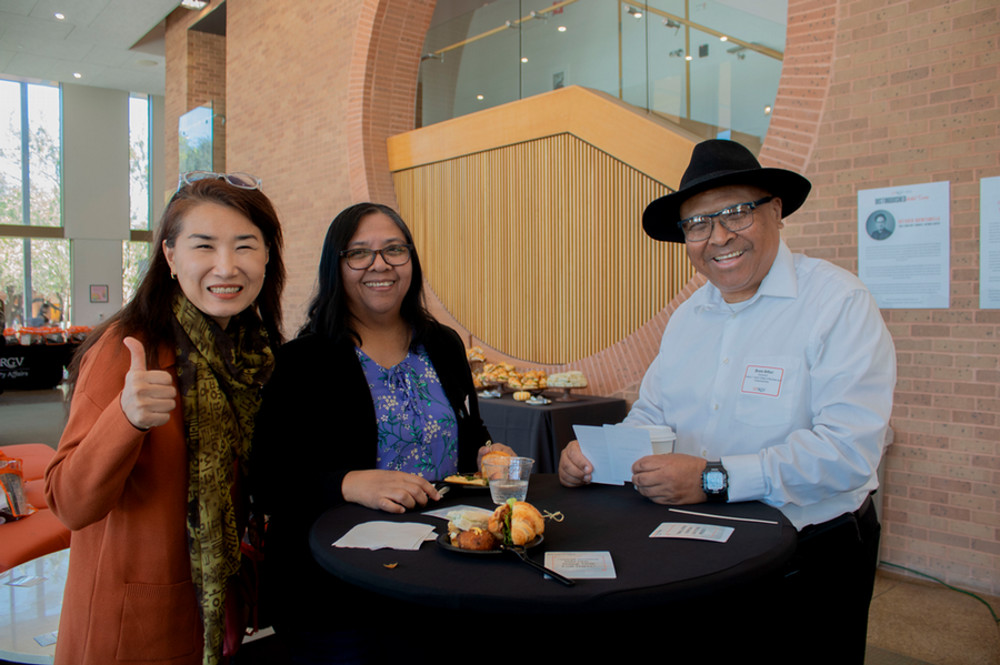 faculty members posing for a photo during the 14 day writing challenge kick off party