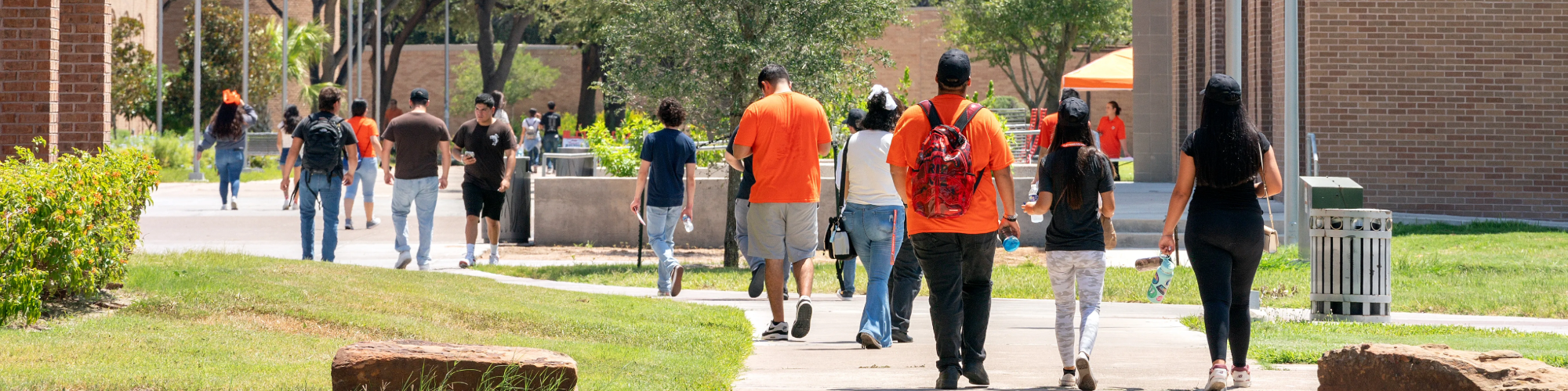 Students walking on campus.