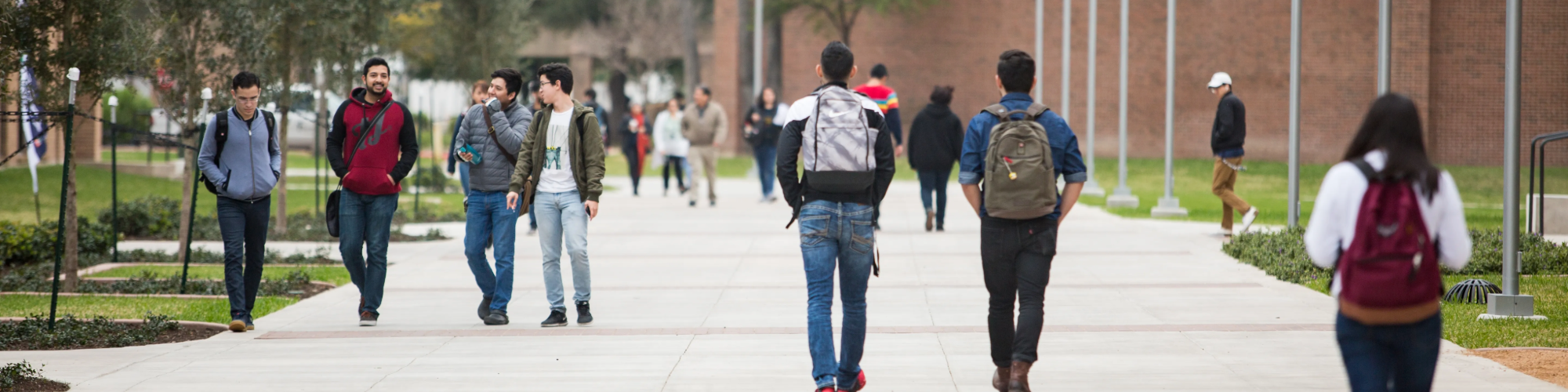 Students walking on campus.