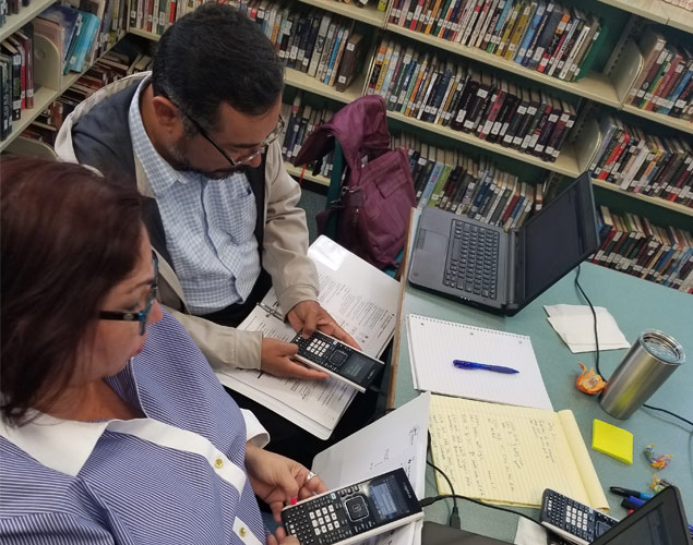 math teachers using calculators during professional development