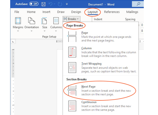 STEP 1: CREATE SECTION BREAKS