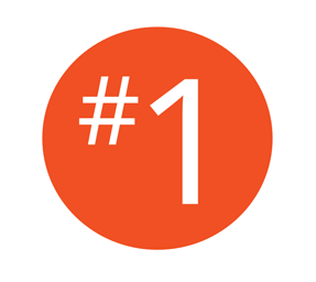 Orange circular icon with white ‘#1’ indicating top ranking