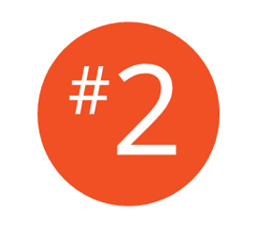 Orange circular icon with white ‘#2’ indicating top ranking