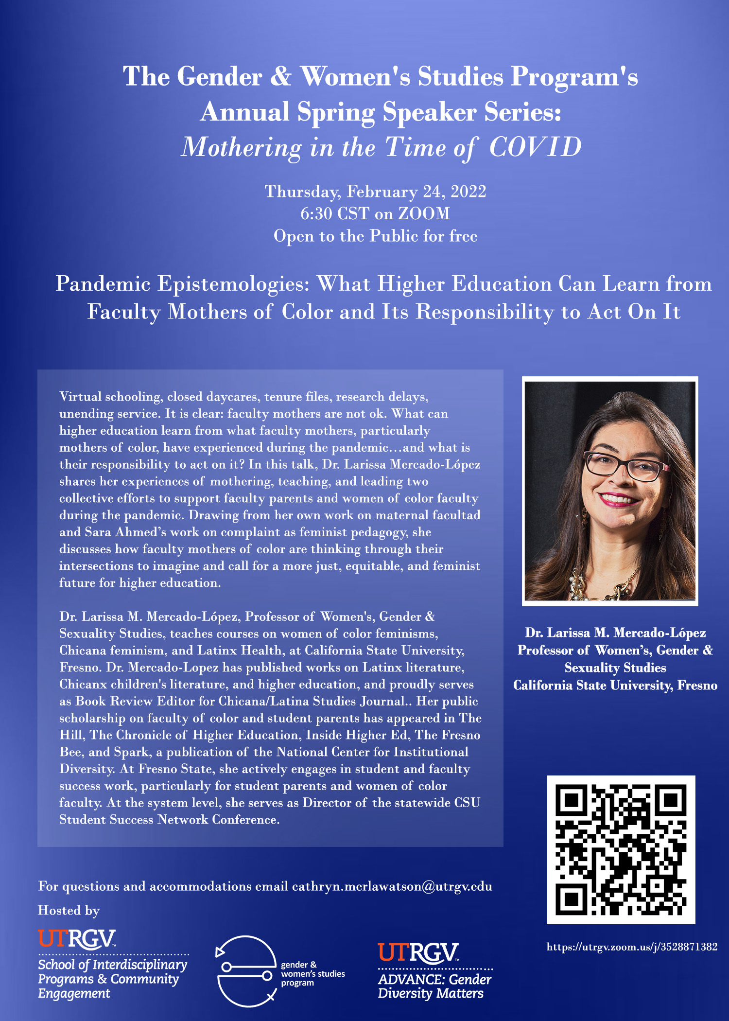 GWSP Spring Speaker Series: Mothering in the Time of COVID - Pandemic Epistemologies: What Higher Education Can Learn from Faculty Mothers of Color and Its Responsibility to Act On It