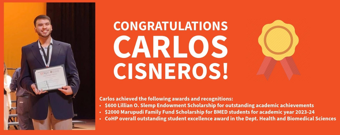 Recognition to student Carlos Cisneros