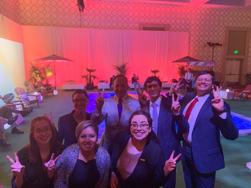 Pool party? Yes, please! UTRGV Hospitality students enjoy one of the many themed sites at the ALIS Conference Gala Reception. Our students were able to network with many hospitality industry businesspeople on this night, tacos and smores in hand.