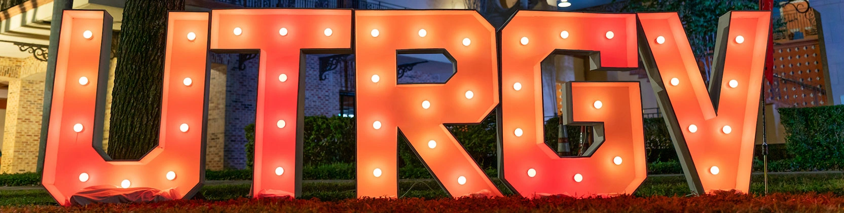 UTRGV illuminated letters