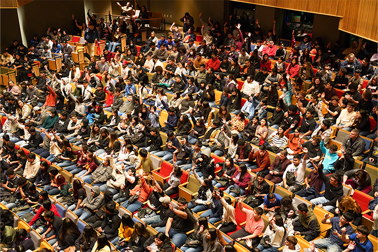 student in auditorium