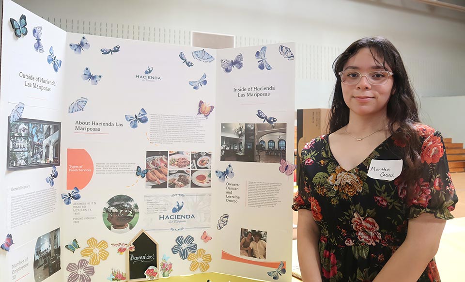 Martha Casas, College of Education and P-16 Integration undergraduate student presented her poster titled, Hacienda Las Mariposas.