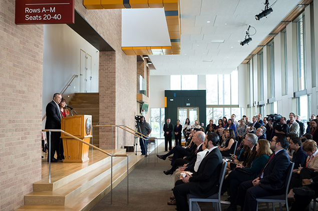 Press conference at the UTRGV Performing Arts Complex on the Edinburg Campus. 