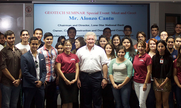 Alonzo Cantu with Dr. Thuy Vu and her engineering students