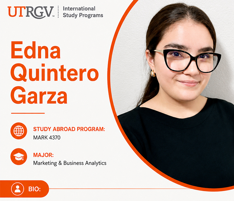 Portrait of ISP Ambassador Edna Quintero Garza wearing a black blouse and black eyeglasses.