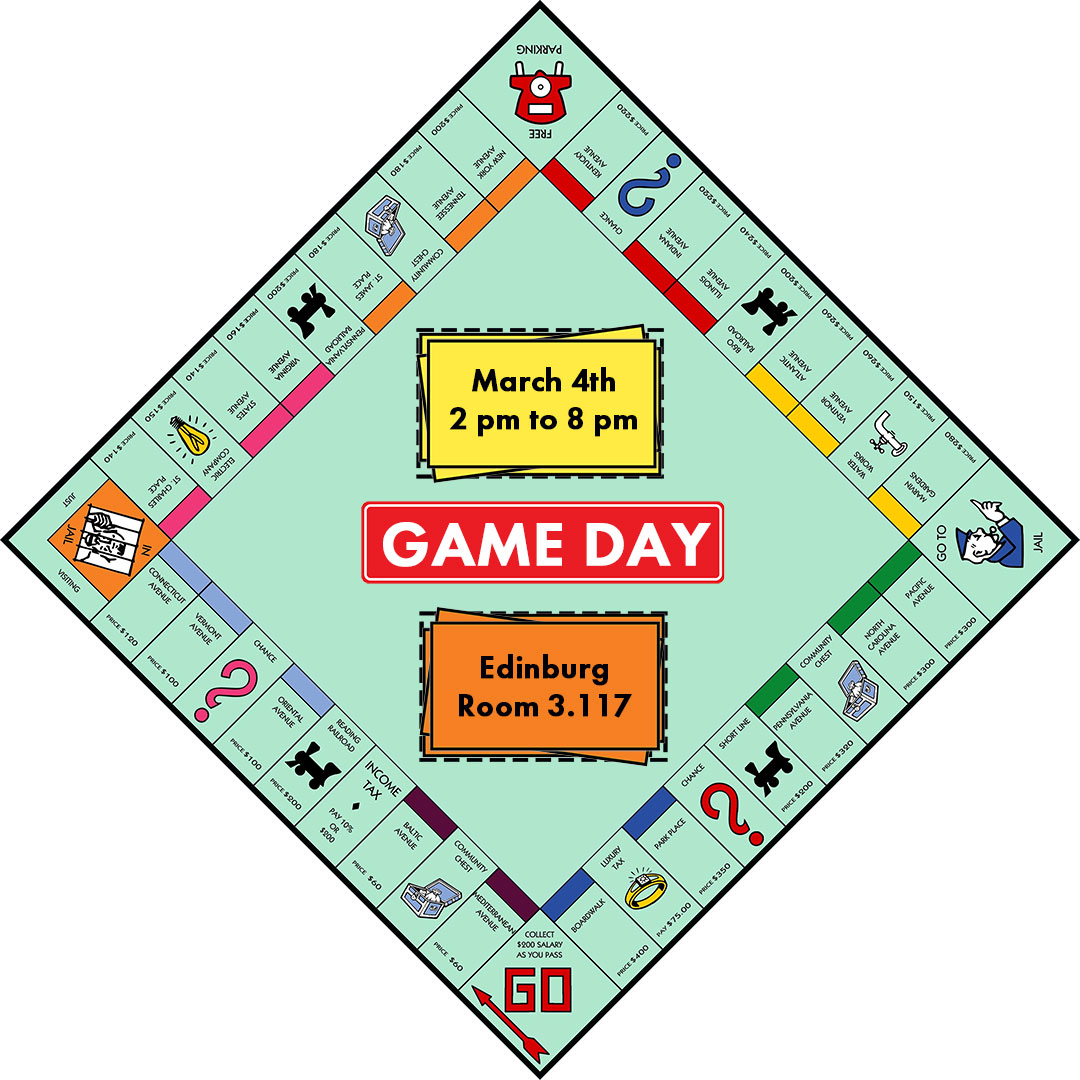 Game Day at the Library! Come Join Us in Room 3.117 in the Edinburg Library on March 4th from 2 to 8 pm for some video and tabletop games!