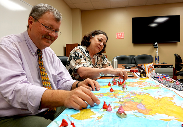 Dr. Russell Skowronek, a UTRGV anthropology and history professor, and Dr. Margaret Graham, a UTRGV anthropology professor